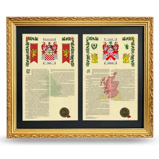 Double Armorial History Framed - Gold