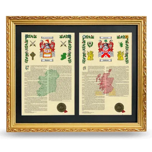 Double Armorial History Framed - Gold