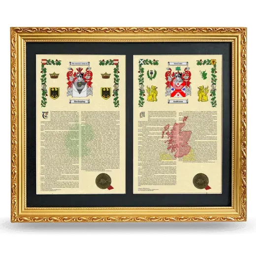 Double Armorial History Framed - Gold