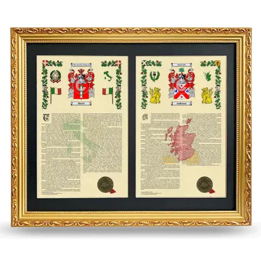 Double Armorial History Framed - Gold