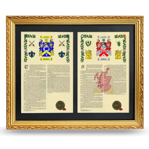 Double Armorial History Framed - Gold