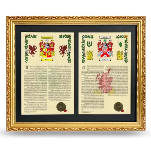 Double Armorial History Framed - Gold