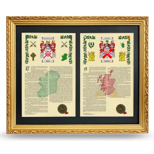 Double Armorial History Framed - Gold