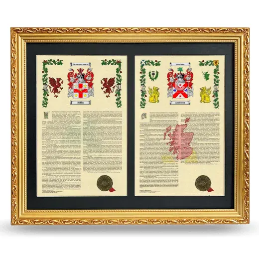 Double Armorial History Framed - Gold