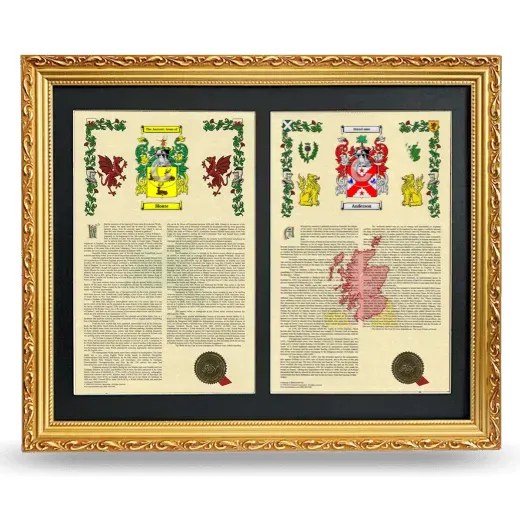 Double Armorial History Framed - Gold