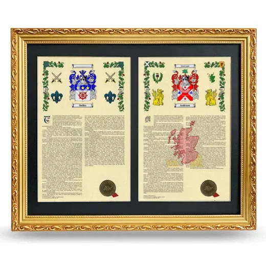 Double Armorial History Framed - Gold