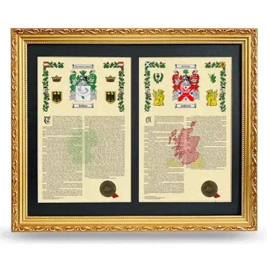 Double Armorial History Framed - Gold