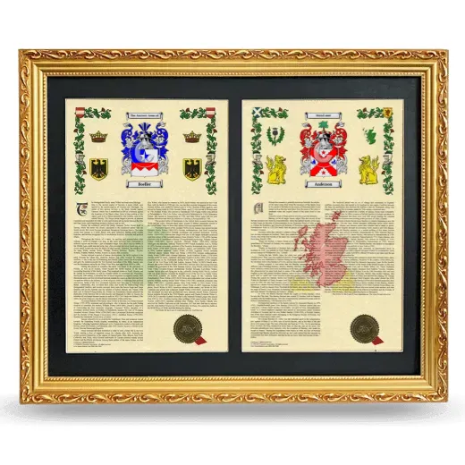 Double Armorial History Framed - Gold