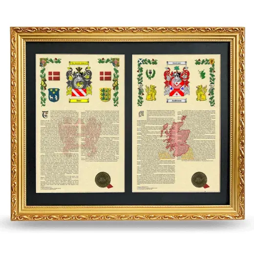 Double Armorial History Framed - Gold