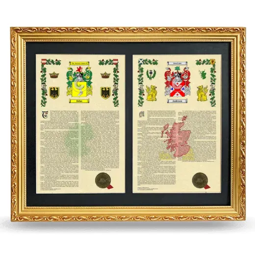 Double Armorial History Framed - Gold