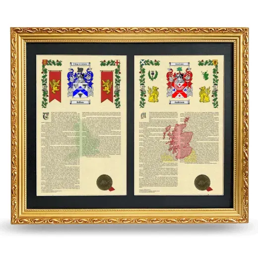 Double Armorial History Framed - Gold