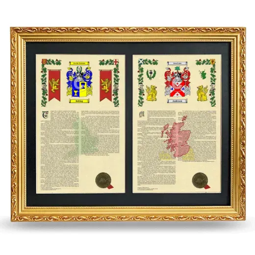 Double Armorial History Framed - Gold