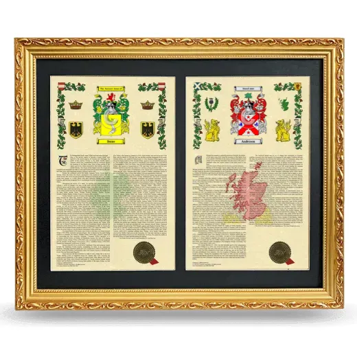 Double Armorial History Framed - Gold