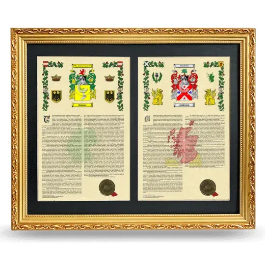 Double Armorial History Framed - Gold