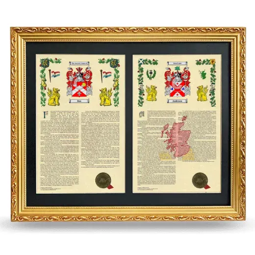 Double Armorial History Framed - Gold