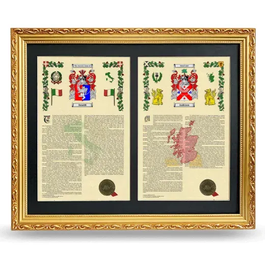 Double Armorial History Framed - Gold