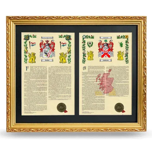 Double Armorial History Framed - Gold