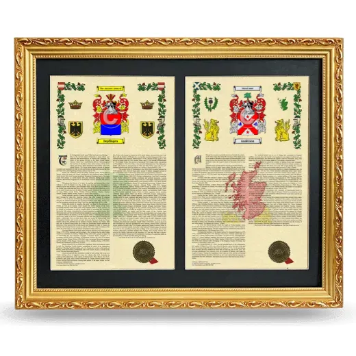 Double Armorial History Framed - Gold