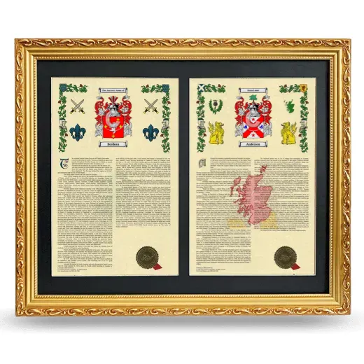 Double Armorial History Framed - Gold