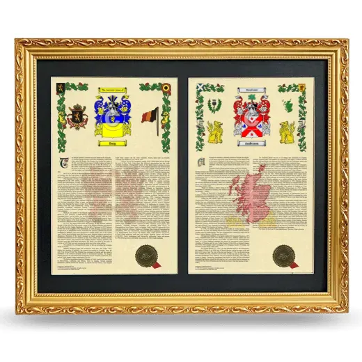 Double Armorial History Framed - Gold
