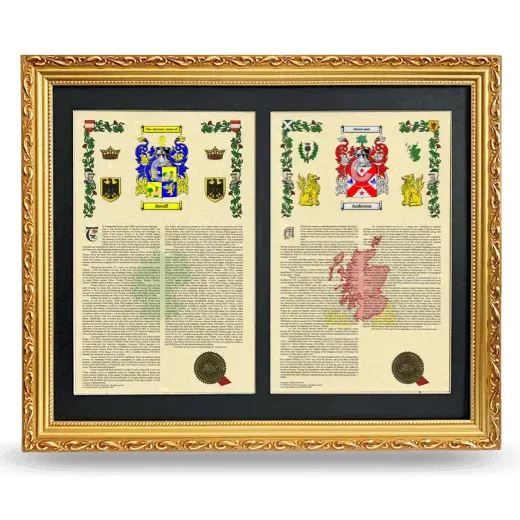 Double Armorial History Framed - Gold