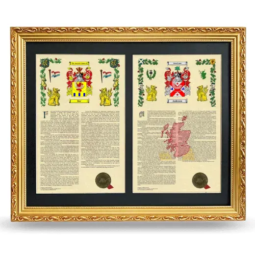 Double Armorial History Framed - Gold