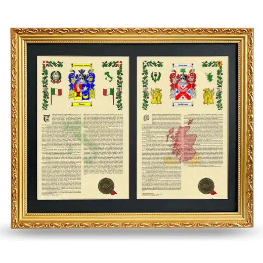 Double Armorial History Framed - Gold