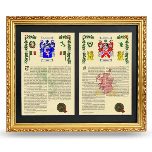 Double Armorial History Framed - Gold