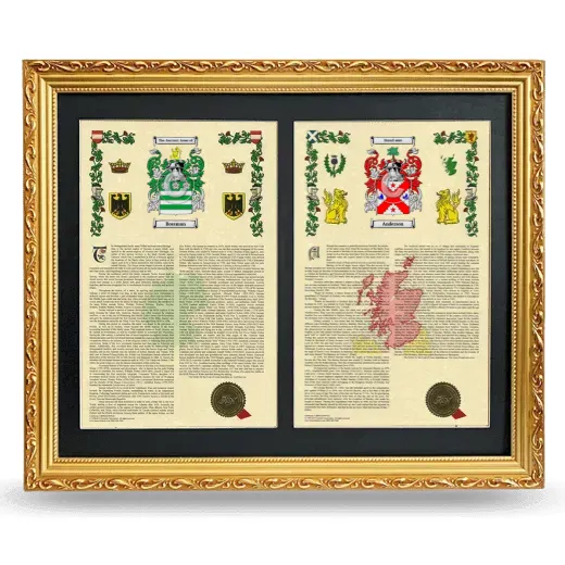 Double Armorial History Framed - Gold