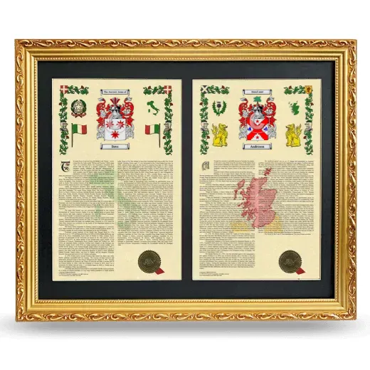 Double Armorial History Framed - Gold
