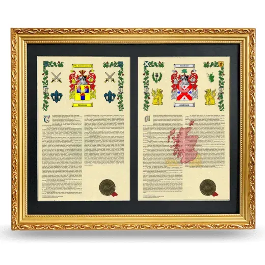Double Armorial History Framed - Gold