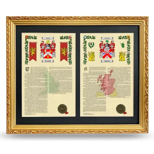 Double Armorial History Framed - Gold