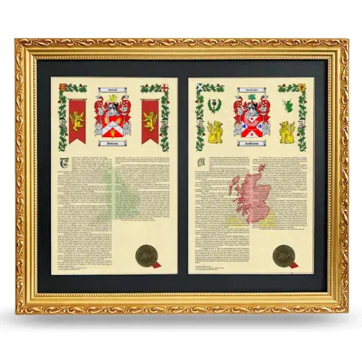 Double Armorial History Framed - Gold