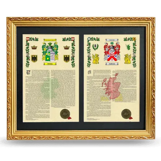 Double Armorial History Framed - Gold