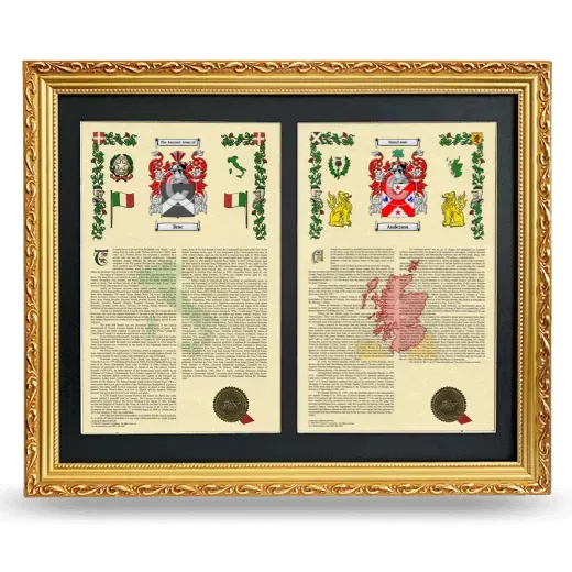 Double Armorial History Framed - Gold
