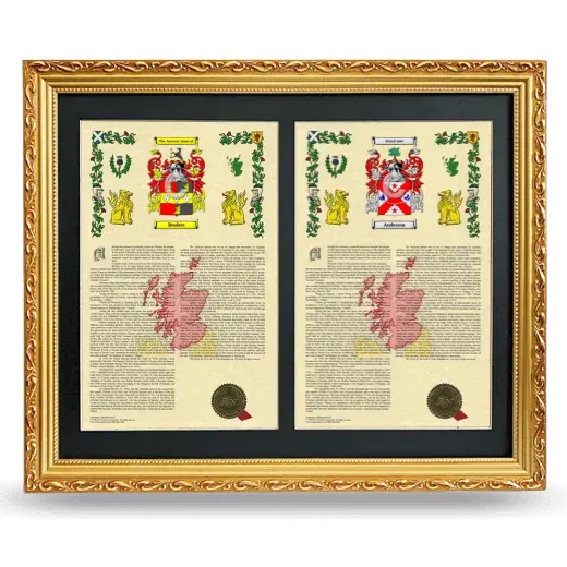 Double Armorial History Framed - Gold