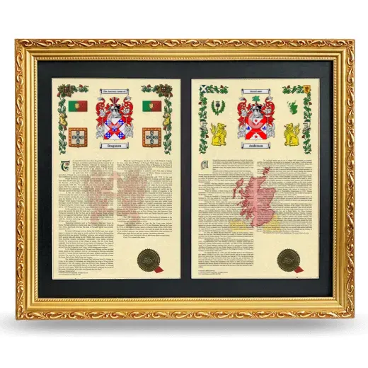 Double Armorial History Framed - Gold
