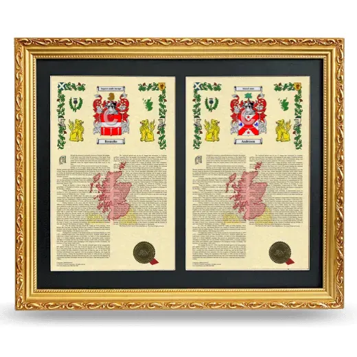 Double Armorial History Framed - Gold