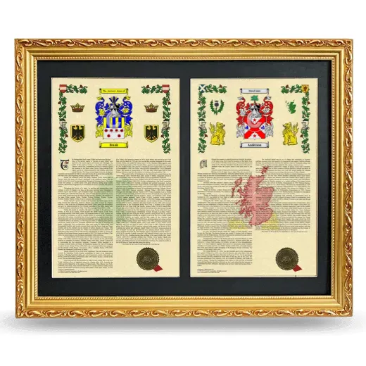 Double Armorial History Framed - Gold