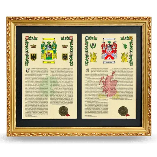 Double Armorial History Framed - Gold