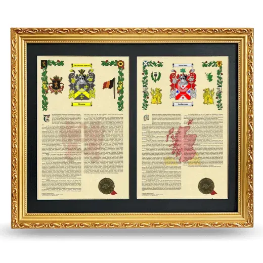 Double Armorial History Framed - Gold
