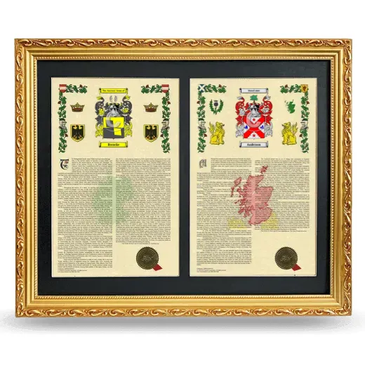 Double Armorial History Framed - Gold