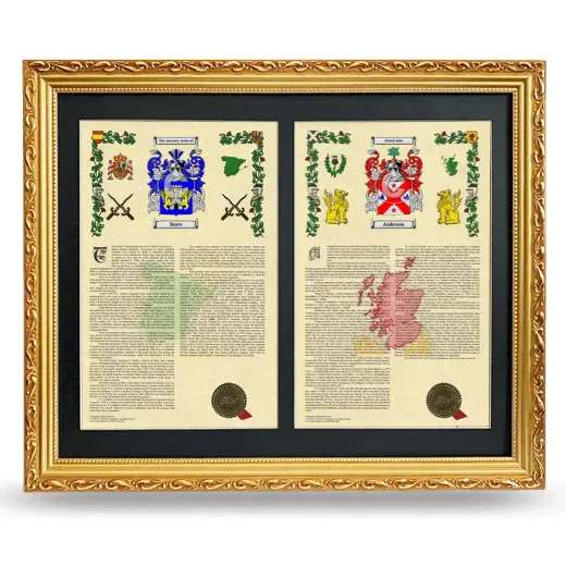 Double Armorial History Framed - Gold