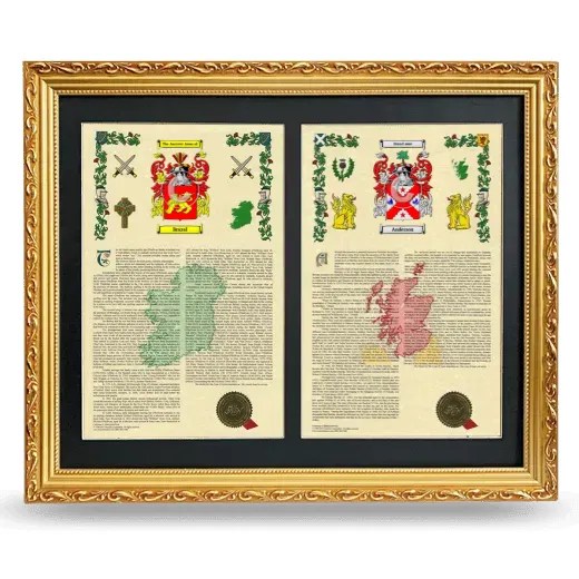 Double Armorial History Framed - Gold