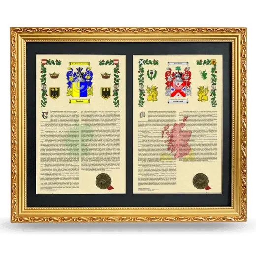 Double Armorial History Framed - Gold