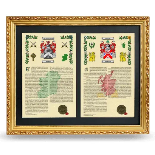 Double Armorial History Framed - Gold