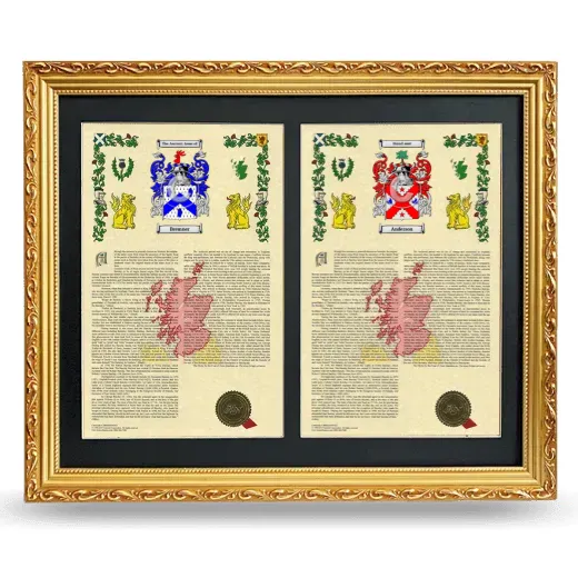 Double Armorial History Framed - Gold