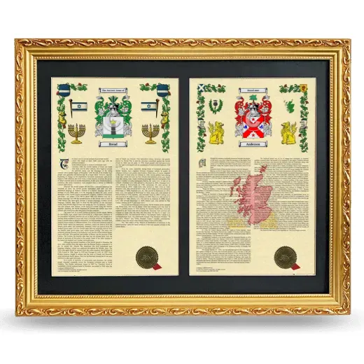 Double Armorial History Framed - Gold