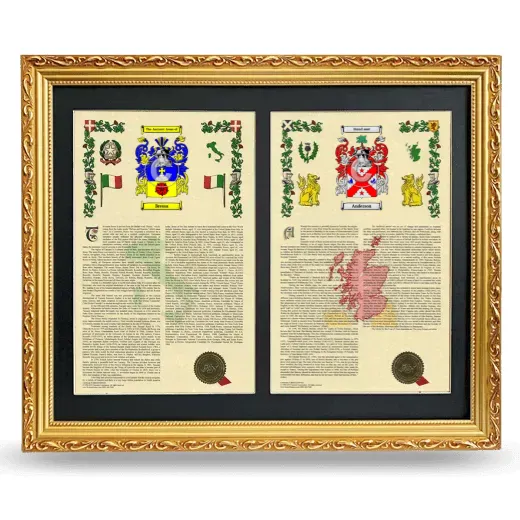 Double Armorial History Framed - Gold