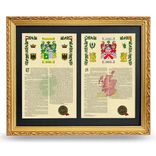 Double Armorial History Framed - Gold